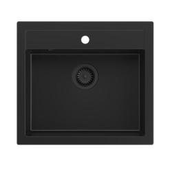 Quadri Kmečka hiša podeželski vgradni ali nadgradni granitni pomivalnik mat črna 595x540mm 1208957208