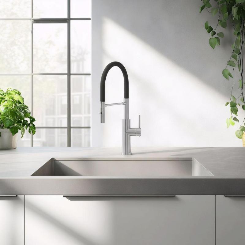 Quadri Chester kuhinjska pipa s fleksibilnim izlivom in prho z 2 vrstama curka, nerjaveče jeklo 1208957226