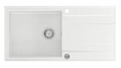 Quadri Luton bela granitna nadgradna pomivalno korito z odcejalno površino, reverzibilno 100x50cm z nerjavečim jeklenim čepom 1208957324