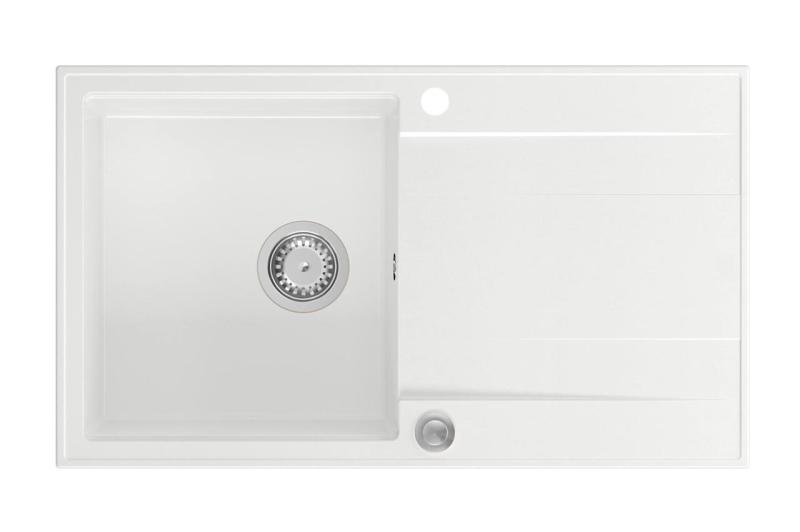 Quadri Luton bela granitna nadgradna pomivalno korito z odcejalno površino, reverzibilna 86x50cm z inox čepom 1208957328.