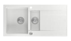 Quadri Luton bela granitna vgradna 1,5 pomivalno korito z odcejalnikom, reverzibilno, 100x50 cm, z inox čepom 1208957330