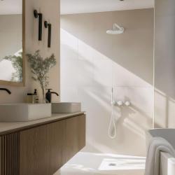 Waterevolution Flow vgradni tuš set, mat bela barva, s termostatom, deževnim tušem in ročnim tušem 1208957344