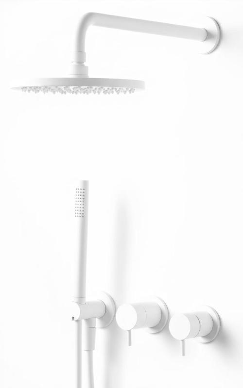 Waterevolution Flow vgradni tuš set, mat bela barva, s termostatom, deževnim tušem in ročnim tušem 1208957344