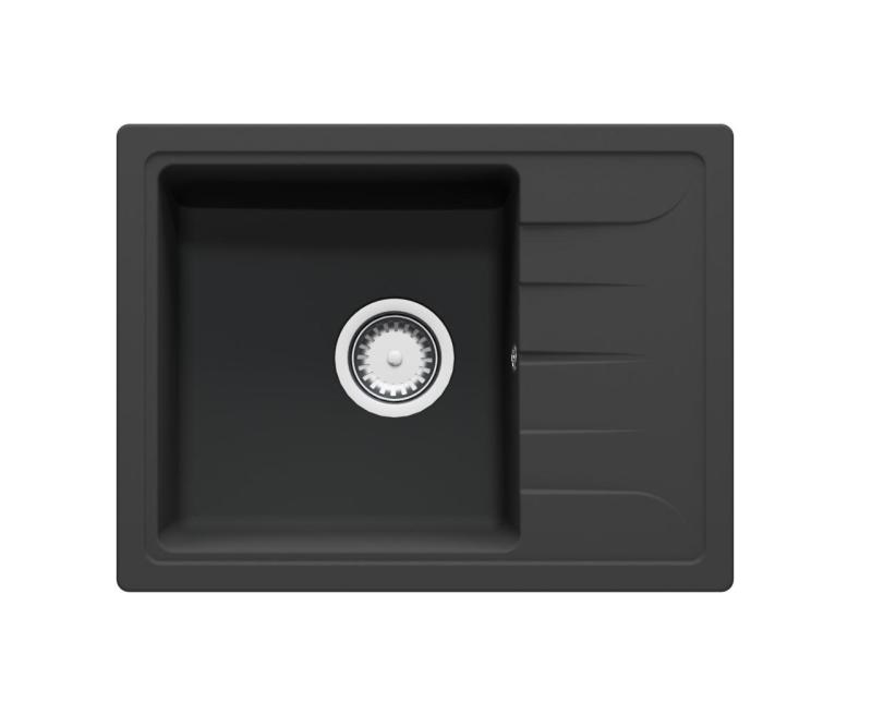 GraniteMy Smart ekstra ondiepe granietna nadgradna črna pomivalno korito 58x44cm z odcejalnikom, obrnljivo 1208957354