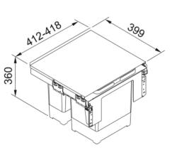 Franke Sorter Garbo 45-2 vgradni sistem za odpadke 1 x 12 in 1 x 18 litrski koš za smeti 1210200692