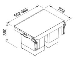 Franke Sorter Garbo 60-2 vgrajeni odpadni sistem 2 x 18 litrska koša za smeti 1210284027