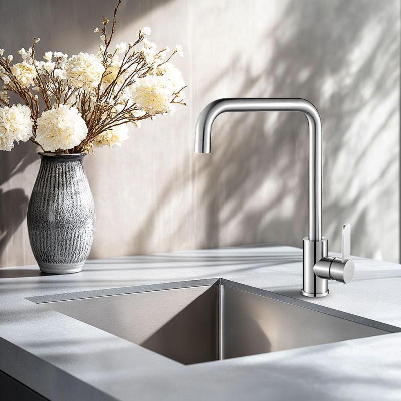 AquaTrimo Solid masivna kuhinjska pipa iz nerjavečega jekla z vrtljivim izlivom 21SL7370SS