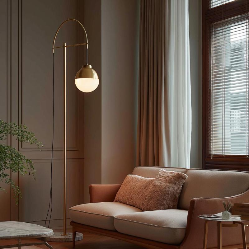 Decor Abies medeninasta zlata stoječa svetilka z črno marmornato osnovo 7573