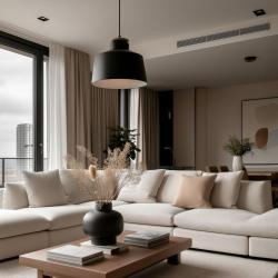 Decor Margus mat črna kovinska viseča svetilka z leseno dodatkom 2911