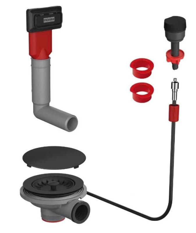 Franke mat črni odtočni komplet vklj. gumb za odtok s čepom in prelivom 112.0658.446