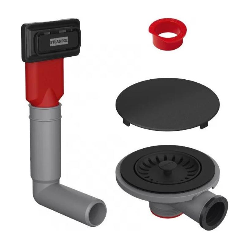 Franke mat črno odtočno garnituro z zamaškom in prelivom 112.0658.444