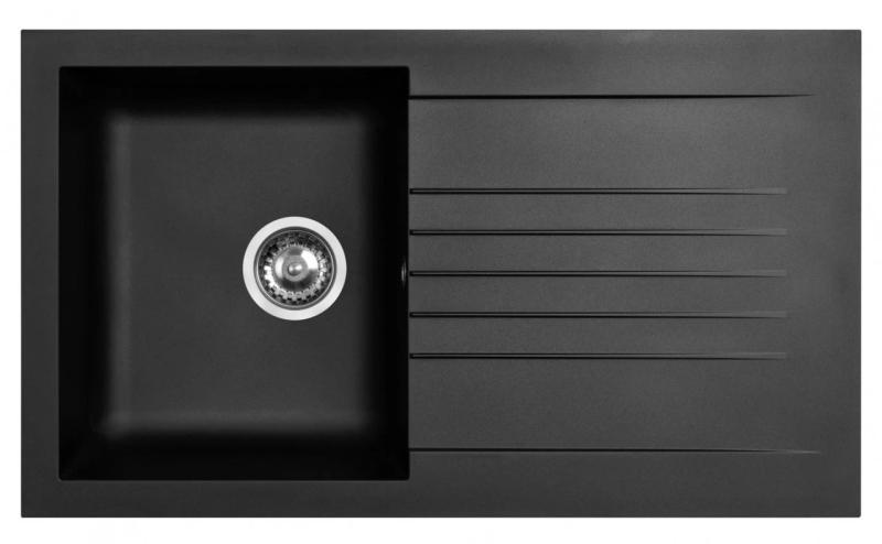 Ausmann Fibre pomivalno korito črno reverzibilno z odcejalnikom, nadgradnja 86x50 cm 1208957665
