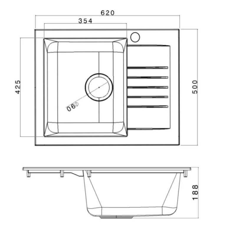 Ausmann Fibre Mini pomivalno korito črno, obojestransko z odcejalnikom, vgradno 62x50 cm 1208957667