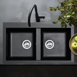 Ausmann Fibre dvojno pomivalno korito črna plastika nadpultno 86x50cm 1208957669