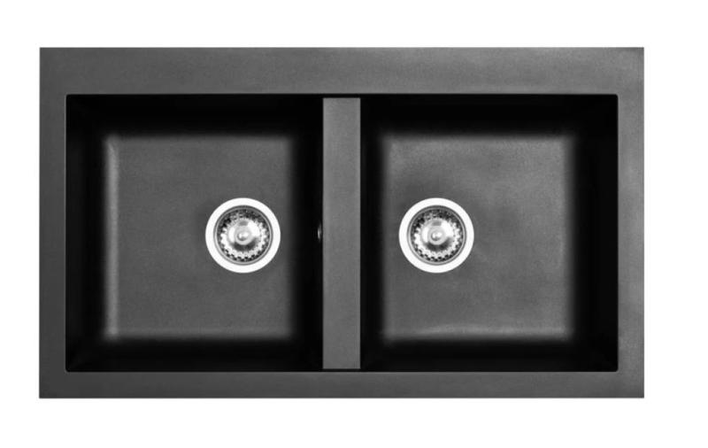 Ausmann Fibre dvojno pomivalno korito črna plastika nadpultno 86x50cm 1208957669