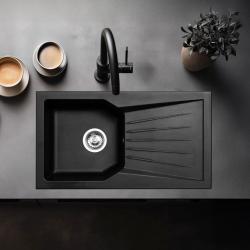 Ausmann Fibre 6 pomivalno korito črno obojestransko z odcejalnikom, nadgradno, 78x43.5 cm 1208957670