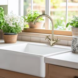 AquaTrimo Windsor klasična kuhinjska pipa z nostalgičnim dizajnom in okroglo izlivo, bron 21WS7652BN