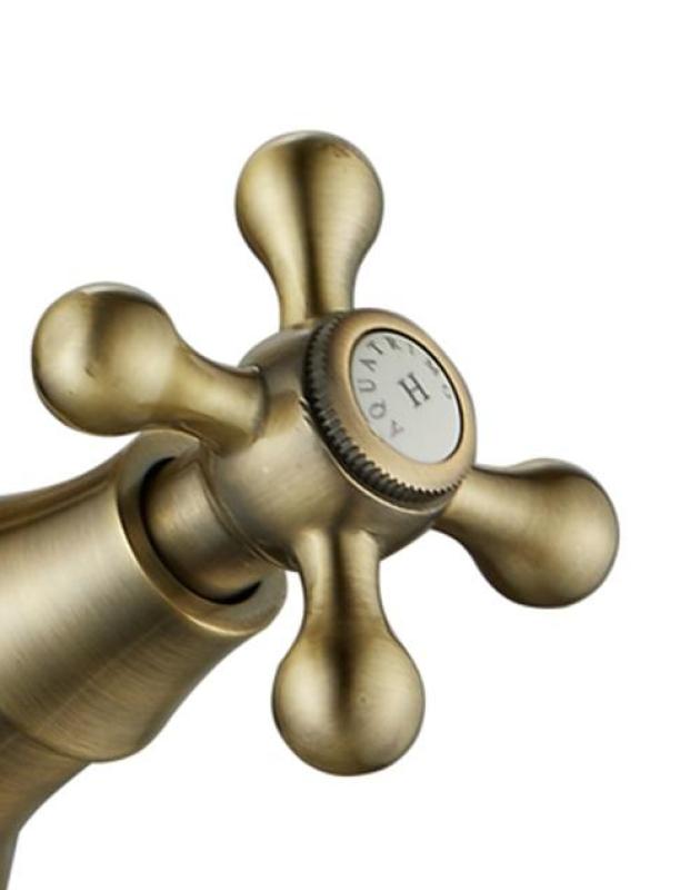 AquaTrimo Windsor 2-luknjična klasična kuhinjska nostalgična mostna kuhinjska pipa z kotnim izlivom bron 21WS7653BN