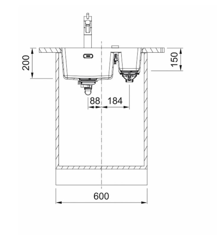 Franke Maris MRG 260-34-15 Fragranite Stone siv sivi umivalnik Desna stran raven vgradnja
