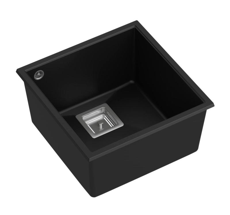 Quadri Quadrangle črno granitno vgradno korito 42x42cm z inox čepom 1208957887