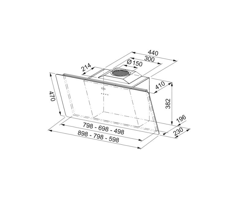 Franke Smart vertikalna črna steklena napa 90 cm 110.0377.734