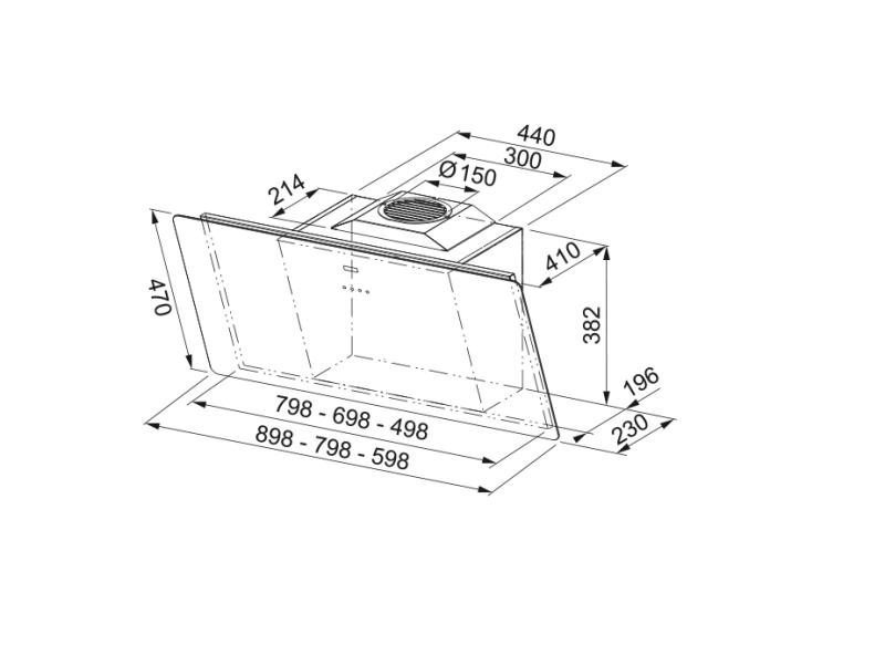 Franke Smart vertikalna črna steklena napa 80 cm 110.0377.735