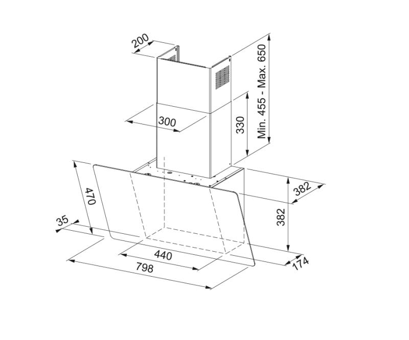 Franke AQ Sense stenska črna napa 80 cm 330.0657.270