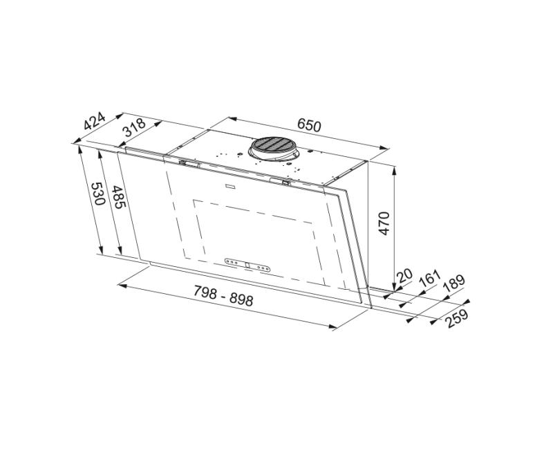 Franke Maris 2.0 Pro vertikalna črna steklena napa 90 cm 330.0682.357
