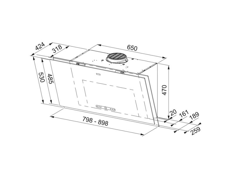 Franke Maris 2.0 Pro vertikalna črna steklena napa 80 cm 330.0682.358