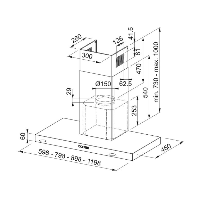 Franke Mythos Tale stenska kuhinjska napa iz nerjavečega jekla 120 cm 325.0597.295.