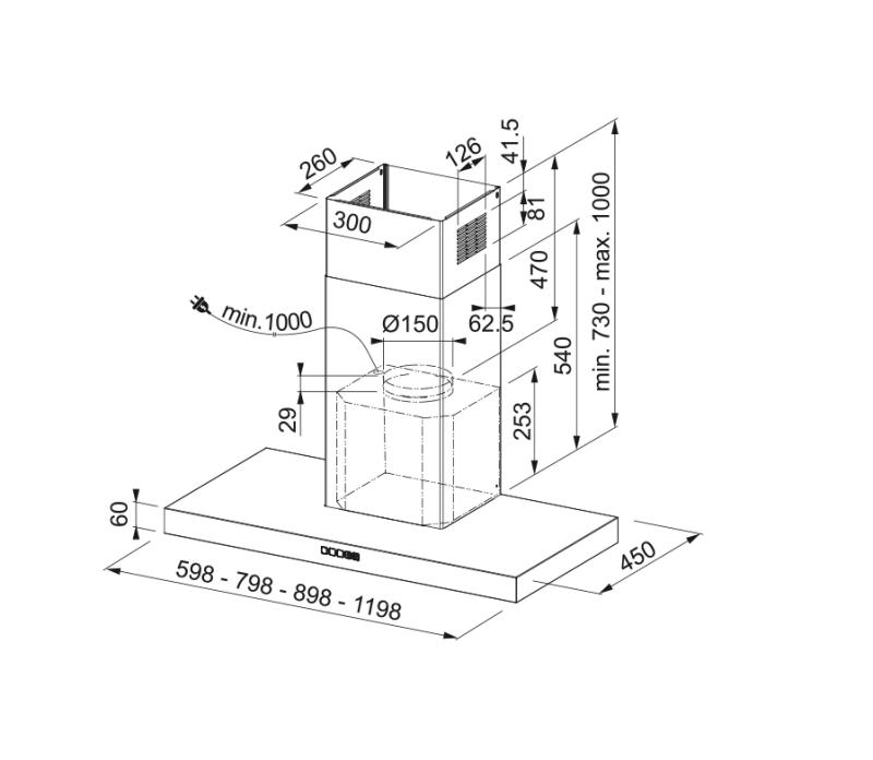 Franke Mythos Tale stenska napa iz nerjavečega jekla 90cm 325.0597.294