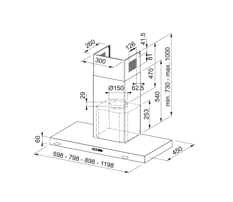 Franke Mythos Tale stenska mat črna napo 90 cm 325.0657.512.