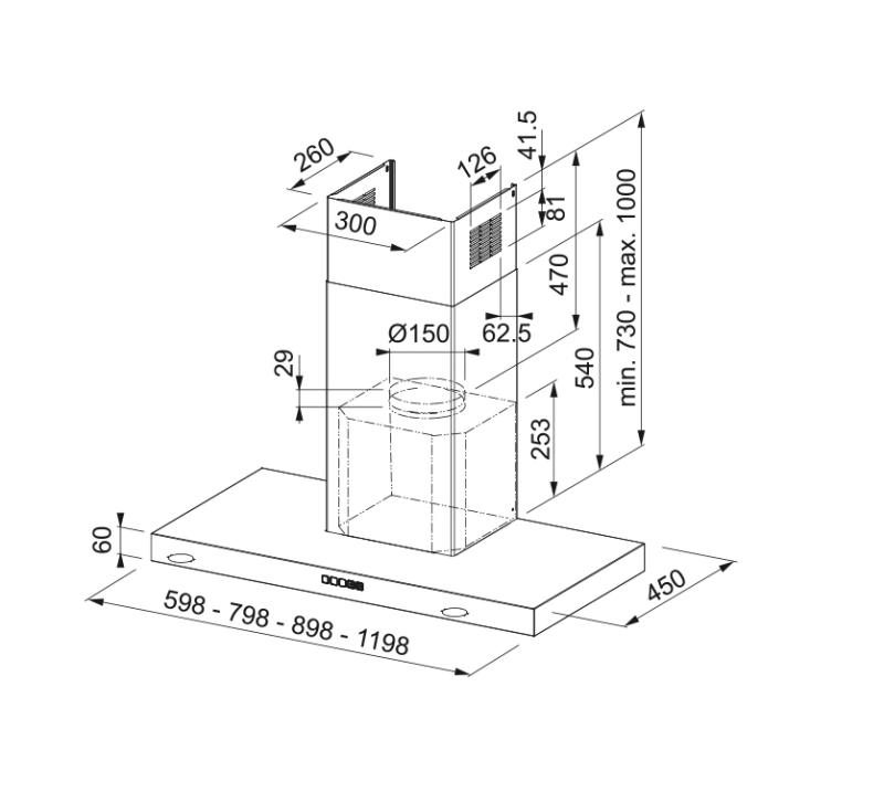 Franke Mythos Tale stenska kuhinjska napa iz nerjavečega jekla 60 cm 325.0597.293