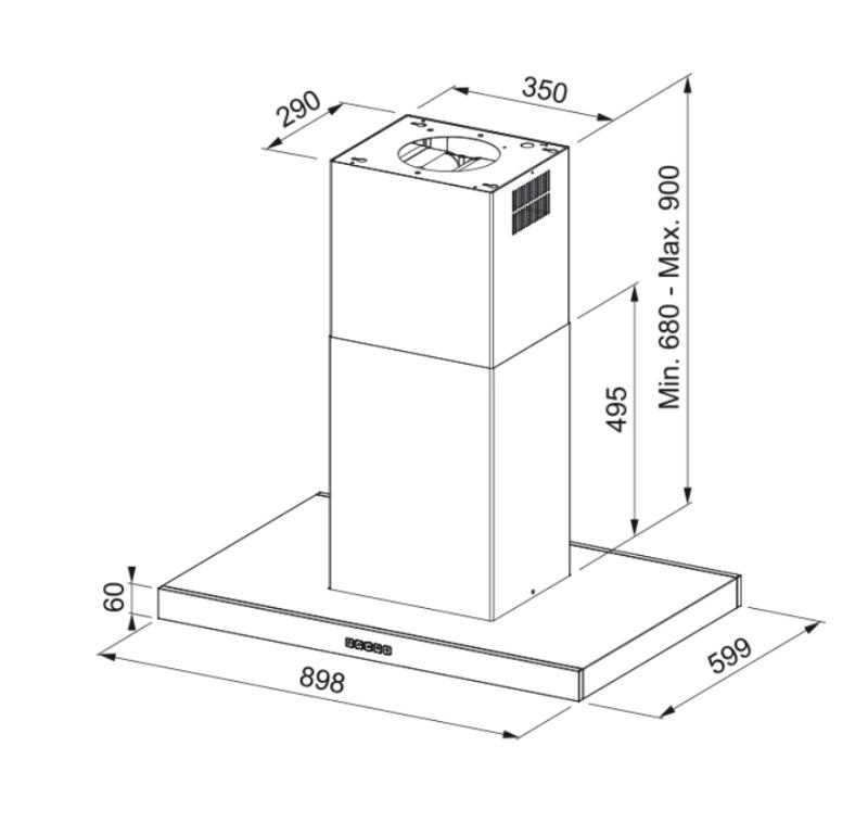 Franke Mythos Tale otok mat črna napa 90 cm 325.0657.511