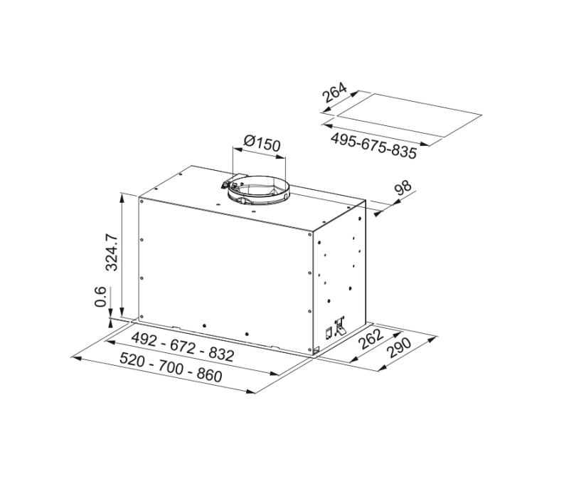 Franke Mythos Box Flush Premium vgradna mat črna kuhinjska napa 70 cm 305.0665.392