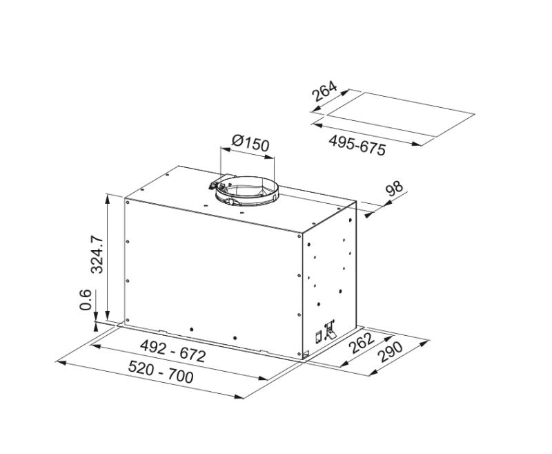 Franke Maris Box Flush EVO vgrajena mat črna napa 70 cm 305.0665.365