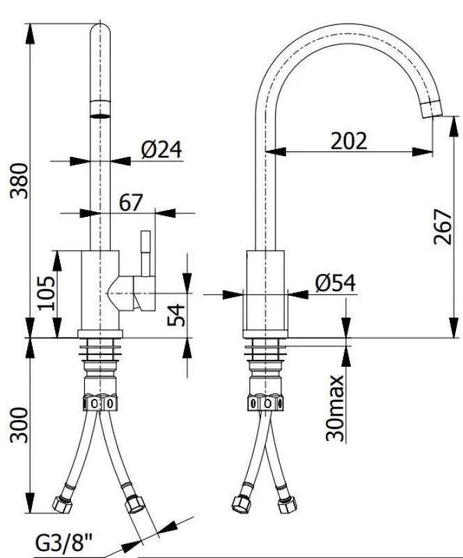 Ausmann Inox Round kuhinjska pipa z vrtljivim izlivom v celoti iz nerjavečega jekla 1208958308
