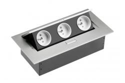 Podaljšek za mizo 3x vtičnica z ozemljitvijo, brez kabla, aluminij 1208958668