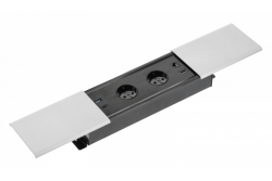 PRESTINO vgradni podaljšek kabla za namizje, 2x schuko vtičnica, USB A+C, RJ45, HDMI, kabel 1,5m, srebrna 1208958676
