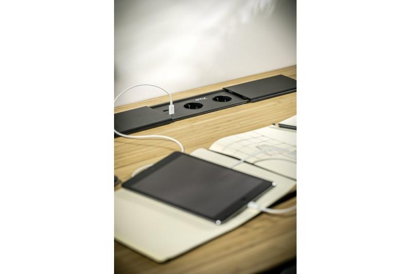 PRESTINO vgradni podaljšek kabla za namizje, 2x schuko vtičnica, USB A+C, RJ45, HDMI, kabel 1,5m, srebrna 1208958676