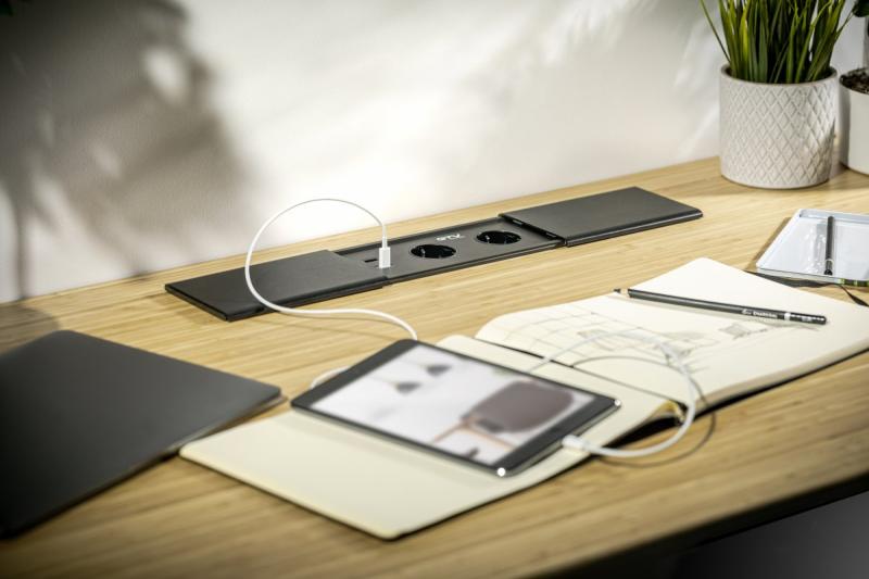 PRESTINO vgradni podaljšek kabla za namizje, 2x schuko vtičnica, USB A+C, RJ45, HDMI, kabel 1,5m, srebrna 1208958676