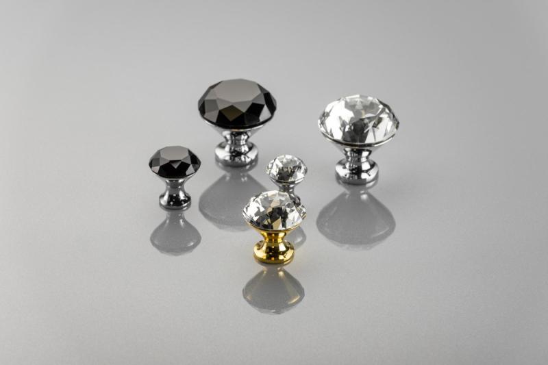 Zamak gumb Crystal Palace B 40mm krom + ČRNI KRISTAL 1208959276