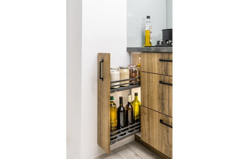 Stranska tovorna košara MovixPro, 2 polici, za omarico 150mm, brez drsnikov, antracit RAL 7024 1208962394