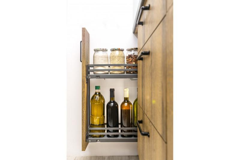 Stranska tovorna košara MovixPro, 2 polici, za omarico 150mm, brez drsnikov, antracit RAL 7024 1208962394