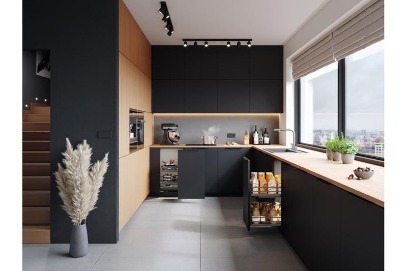 Stranska tovorna košara MovixPro, 2 polici, za omarico 200mm, brez drsnikov, antracit RAL 7024 1208962398