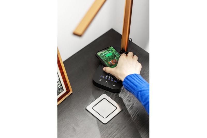 Decor Bureau lamp Bressi 8W 450lm AC220-240V 3-CCT Brezžično Polnjenje USB PF>0.5 RA>80 Črna/Zlata 1208962479