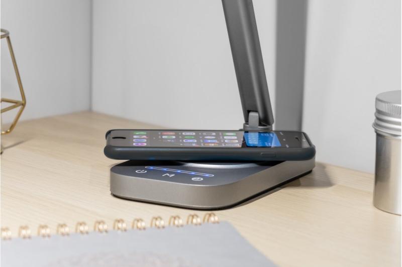 Okrasna pisarniška svetilka Bressi 8W 450lm AC220-240V 3-CCT Brezžično Polnjenje USB PF>0 5 RA>80 Siva 1208962480