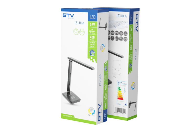 Decor IZUKA LED namizna svetilka 6W 400lm AC220-240V 50/60Hz CCT indukcijski polnilec črna. 1208962497