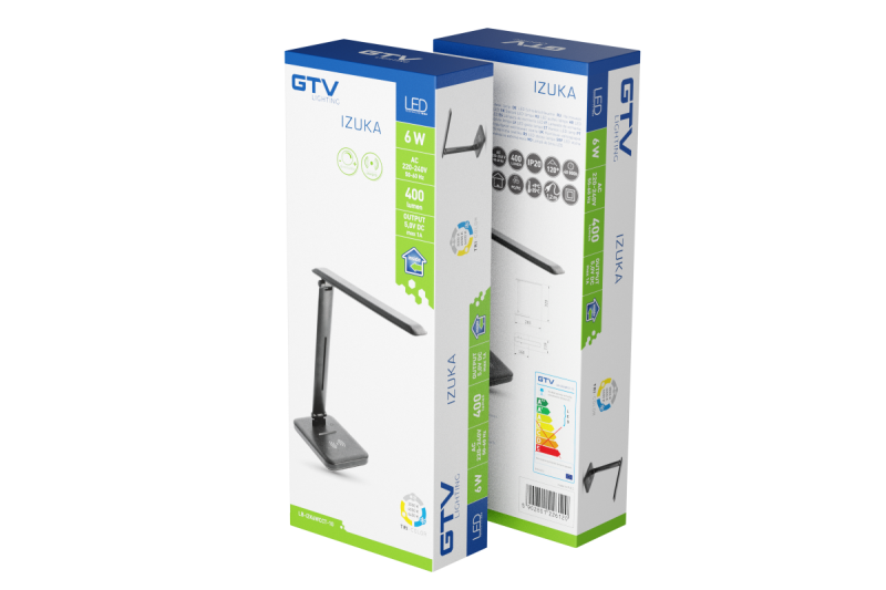 Decor IZUKA LED namizna svetilka 6W 400lm AC220-240V 50/60Hz CCT indukcijski polnilec črna. 1208962497