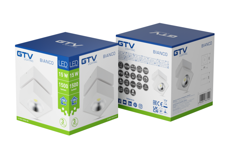 Decor Armatura LED BELA 15W 1500lm AC220-240V 50/60 Hz PF> 0.5 Ra≥80 IP20 IK06.36 ° 4000K kvadratna bela. 1208962665